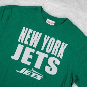 New‎ York Jets Shirt Mens Large Green Stitched Short Sleeve Mitchell and Ness